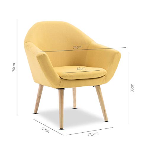 Mc Haus NAVIAN - Sillón para Salón, Butaca Comedor o Dormitorio, Escandinavo, Beige Mostaza