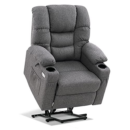 MCombo 7550 - Sillón de relax eléctrico con 3 motores independientes ajustables 7550, posición reclinable hasta 170°, reposapiés alargado (gris)