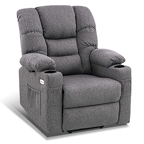 MCombo 7550 - Sillón de relax eléctrico con 3 motores independientes ajustables 7550, posición reclinable hasta 170°, reposapiés alargado (gris)