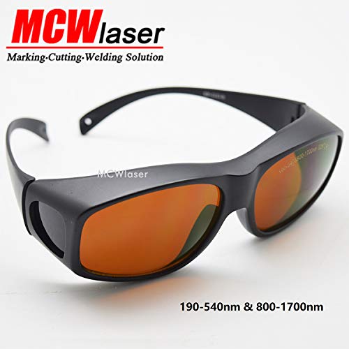 MCWlaser Gafas Protectoras de Seguridad con láser Gafas para 355 NM 532 NM 808 NM 980 NM 1064 NM (190-540 y 800-1700 NM) Tipo de absorción Gafas para miopía