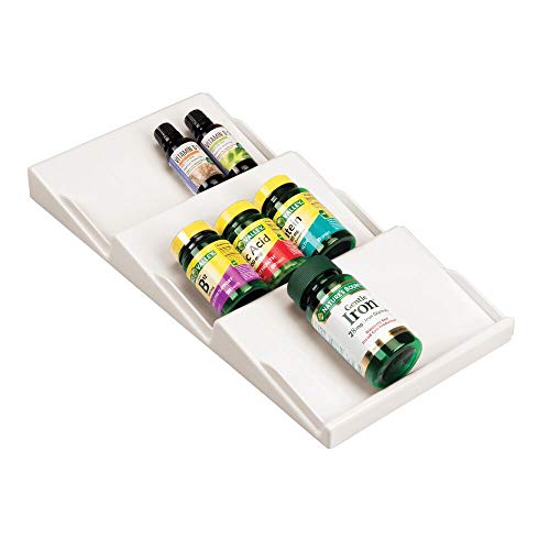 mDesign Caja para medicamentos y vitaminas – Separador de cajones extensible hasta 36,8 cm con tres niveles – También para usar como organizador de maquillaje para cajón en el baño – crema