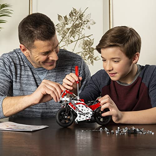 MECCANO – Ducati Desmosedici GP S.T.E.A.M Kit de Construcción con Suspensión de Muelle de Bobina, para Edades de 10 años en adelante