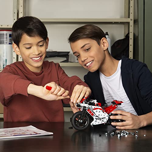 MECCANO – Ducati Desmosedici GP S.T.E.A.M Kit de Construcción con Suspensión de Muelle de Bobina, para Edades de 10 años en adelante