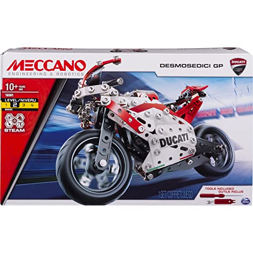 MECCANO – Ducati Desmosedici GP S.T.E.A.M Kit de Construcción con Suspensión de Muelle de Bobina, para Edades de 10 años en adelante