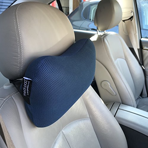 Medipaq Almohada Cervical para Viaje – Cojín para Coche de Espuma de Memoria – El Complemento Ideal para Una Comodidad de Lujo en su Experiencia de Conducción – 2x Azul en Malla 3D