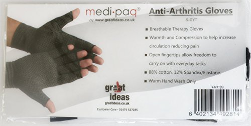 Medipaq - Guantes Anti-Artritis (Par) – Ofrecen Calor Y Compresión Para Ayudar A Aumentar La Circulación Reduciendo El Dolor Y Promover La Sanación (1 Par Con Agarre (Mediano))