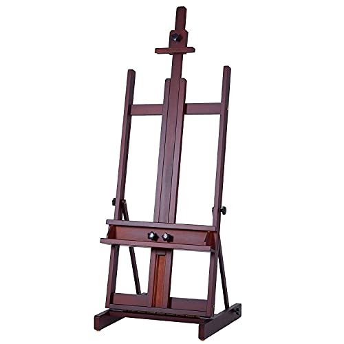 MEEDEN Caballete de estudio de madera de haya maciza para trabajos pesados, ajustable, para acrílico, acuarela, pintura al óleo, hacer pastel, trabajo en vertical, soporta lienzo de hasta 77 pulgadas