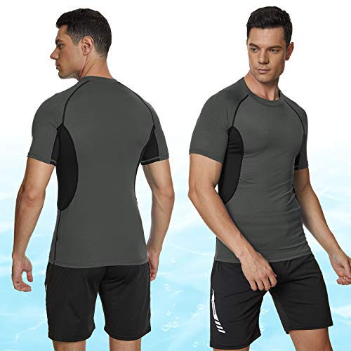 MEETYOO Camiseta Compresion Hombre, T-Shirt Manga Corta Ropa Deportiva Base Layers Camisetas para Running Gym Fitness