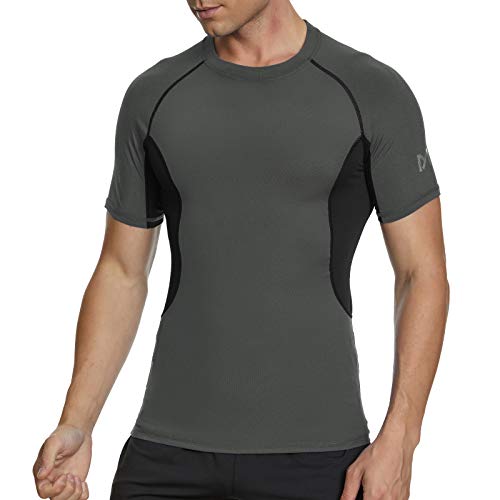 MEETYOO Camiseta Compresion Hombre, T-Shirt Manga Corta Ropa Deportiva Base Layers Camisetas para Running Gym Fitness