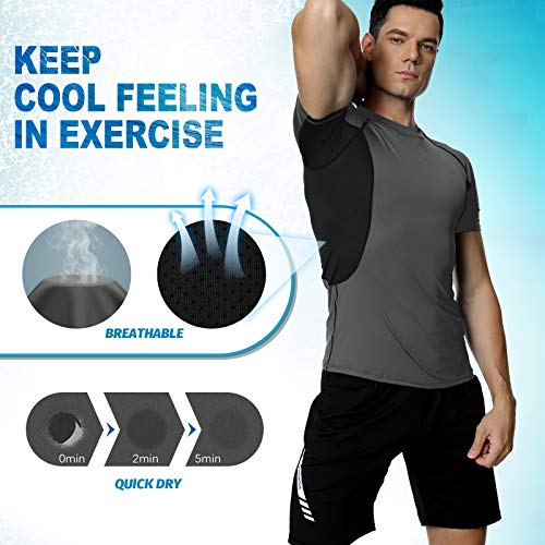 MEETYOO Camiseta Compresion Hombre, T-Shirt Manga Corta Ropa Deportiva Base Layers Camisetas para Running Gym Fitness