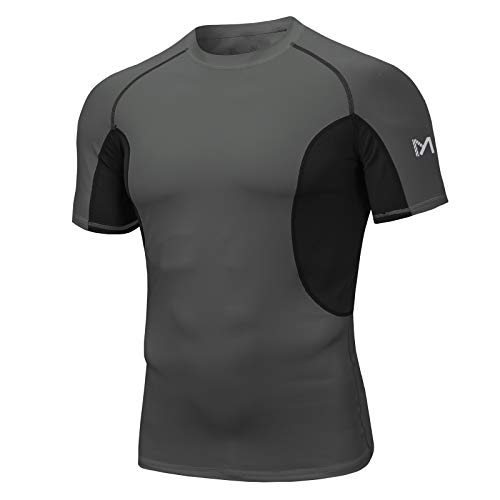 MEETYOO Camiseta Compresion Hombre, T-Shirt Manga Corta Ropa Deportiva Base Layers Camisetas para Running Gym Fitness