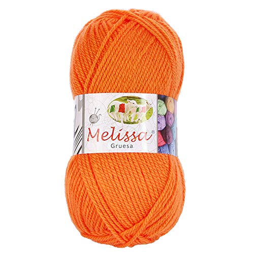 Melissa Hilo 100% Acrilico Ovillo de Lana (115m 100g * 1=50g * 2) Premium para DIY Tejer y Ganchillo, Certificado OEKO-TEX Standard 100,Agujas Talla 5(1/2)-6(1/2),Naranja 2,Enviado desde Europa