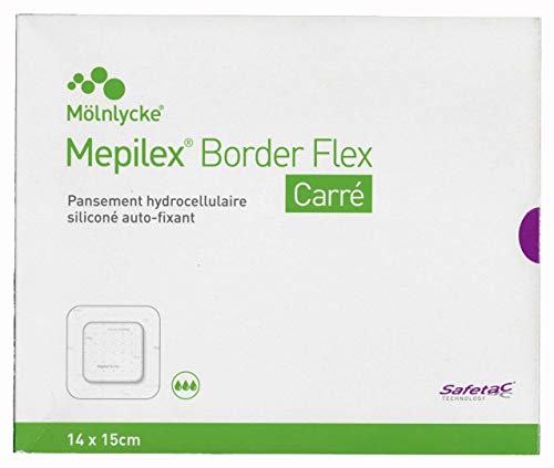 Mepilex Border Flex - Cuadrado 14 x 15 cm (Caja de 16 apósitos hidrocelulares Safetac)