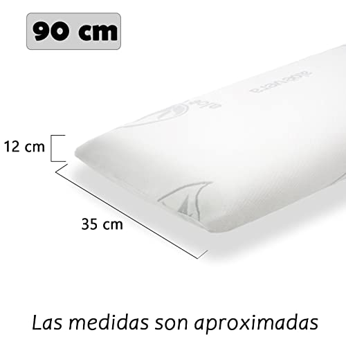 MERCURY TEXTIL - Almohada viscoelástica con Tejido de Aloe Vera, termoregulable adaptabilidad al Cuello de Alta recuperación. (90CM)