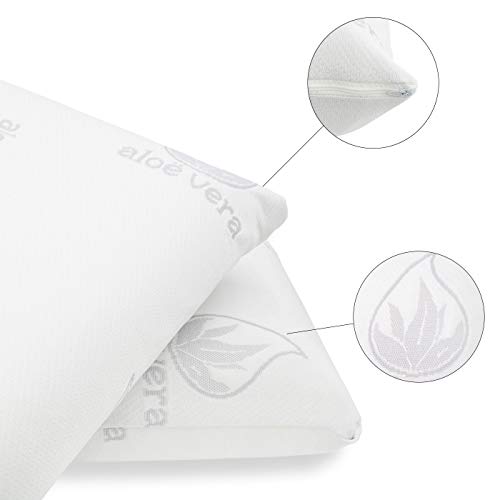 MERCURY TEXTIL - Almohada viscoelástica con Tejido de Aloe Vera, termoregulable adaptabilidad al Cuello de Alta recuperación. (Pack de 2 - 75CM)