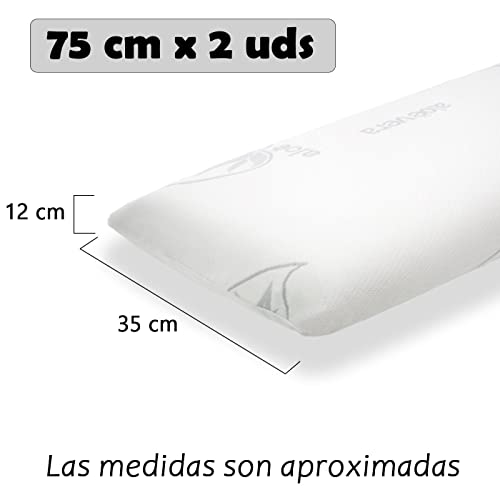 MERCURY TEXTIL - Almohada viscoelástica con Tejido de Aloe Vera, termoregulable adaptabilidad al Cuello de Alta recuperación. (Pack de 2 - 75CM)