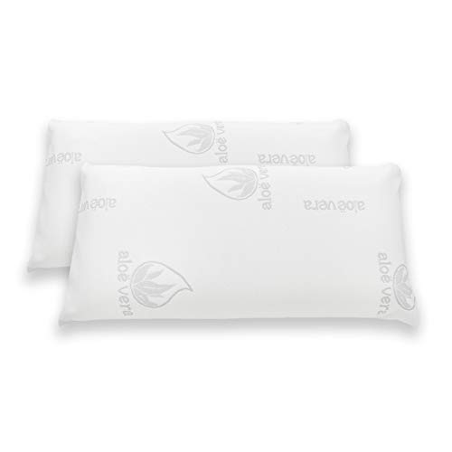 MERCURY TEXTIL - Almohada viscoelástica con Tejido de Aloe Vera, termoregulable adaptabilidad al Cuello de Alta recuperación. (Pack de 2 - 75CM)