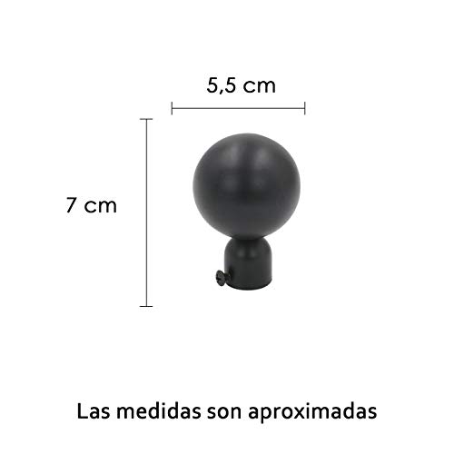 MERCURY TEXTIL-Barra Sencilla Forja Universal Extensible,Barra de Cortinas Decorativa Extensible (Negro, 120-210cm Bola)