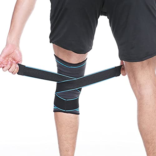 MeterBew1147 Antideslizante Hombres Mujeres Deportes Soporte de Rodilla Mangas de compresión Dolor en Las articulaciones Alivio de la Artritis Correr Fitness Envoltura elástica Brace-Blue L