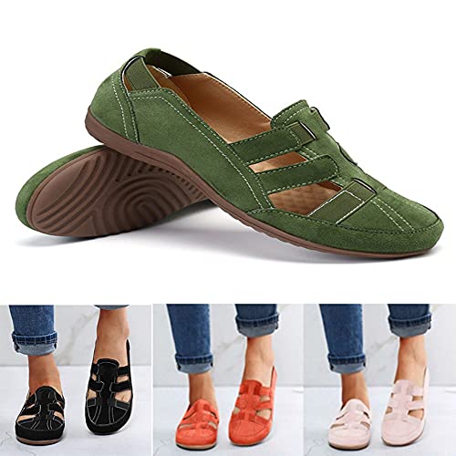 MFLB Zapato ortopédico súper Suave para Caminar para Mujer, Sandalias ortopédicas para Mujer, Zapatos de Playa para Mujer, Banda elástica ahuecada con Zapatos de Fondo Plano (Negro,38)