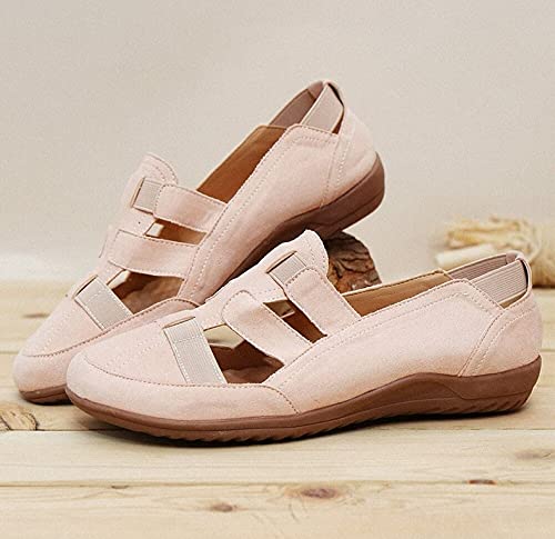 MFLB Zapato ortopédico súper Suave para Caminar para Mujer, Sandalias ortopédicas para Mujer, Zapatos de Playa para Mujer, Banda elástica ahuecada con Zapatos de Fondo Plano (Negro,38)