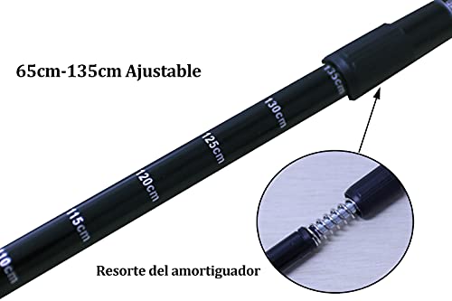 MH Bastones de Senderismo,Bastones de Trekking-65 CM-135 CM Ajustables,Adecuado para Senderismo, Escalada, Viajes..ETC (Plata(2ud))