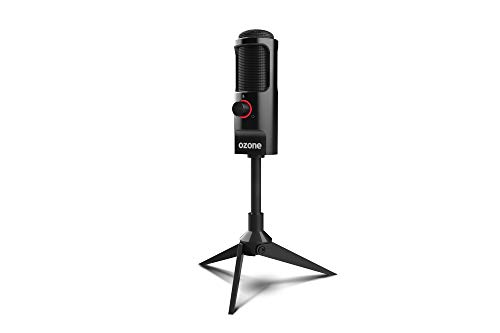 Microfono Gaming Ozone REC X50 - Microfono Streaming - Condensador Electrodo, Sonido Omni-Bidireccional, Iluminación LED, Soporte Estable, USB, Negro