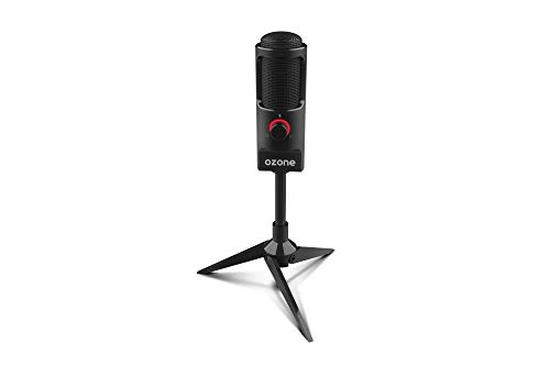 Microfono Gaming Ozone REC X50 - Microfono Streaming - Condensador Electrodo, Sonido Omni-Bidireccional, Iluminación LED, Soporte Estable, USB, Negro