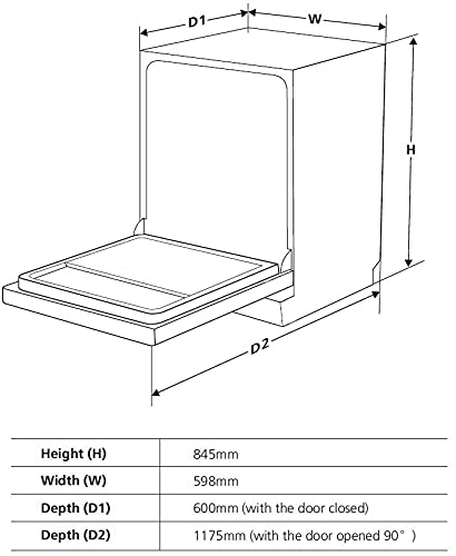 Midea - MFD60S100W-ES - Lavavajillas 60 cm - 12 servicios - 55 dB - Filtro antibacterias - Eliminación del 99.99% de Bacterias - Con sistema anti apertura infantil y programación horaria - Blanco