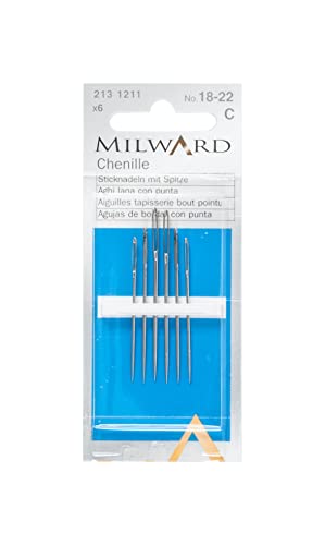 Milward Agujas de coser a mano de chenilla, Plateado, Nos.18-22