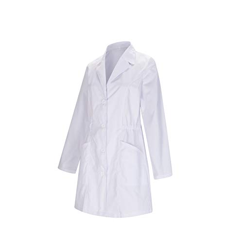 MISEMIYA - Bata Cuello Solapa MÉDICOS Enfermera Uniforme Laboral Veterinaria SANITAWRIOS Farmacia Laboratorio Ref-8163 - L, Blanco