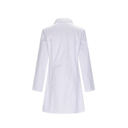 MISEMIYA - Bata Cuello Solapa MÉDICOS Enfermera Uniforme Laboral Veterinaria SANITAWRIOS Farmacia Laboratorio Ref-8163 - L, Blanco