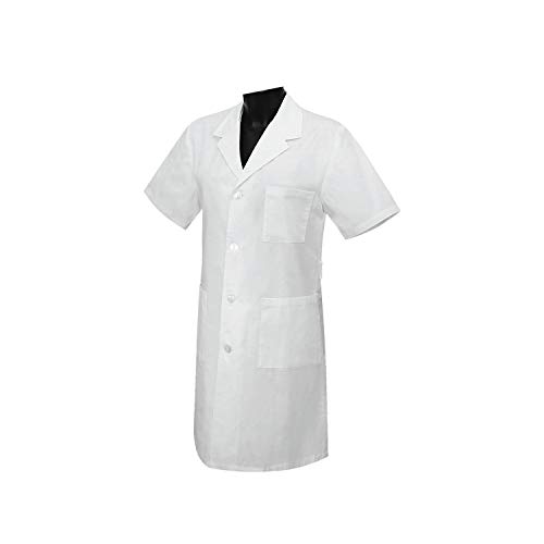 MISEMIYA - Bata Unisex Cuello Solapa Mangas Cortas Uniforme Laboral CLINICA Hospital Limpieza Veterinaria SANIDAD HOSTELERÍA - Ref:8162 - XS, Blanco