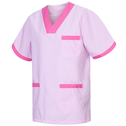 MISEMIYA - Casaca Mangas Cortas Uniforme Laboral CLINICA Hospital Limpieza Veterinaria Dentista ESTÉTICA Médico Enfermería - Ref:T817 - M, Fucsia