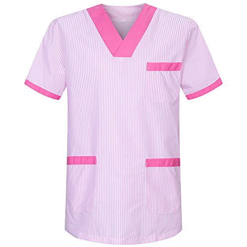 MISEMIYA - Casaca Mangas Cortas Uniforme Laboral CLINICA Hospital Limpieza Veterinaria Dentista ESTÉTICA Médico Enfermería - Ref:T817 - M, Fucsia