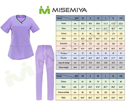 MISEMIYA - Casaca Y PANTALÓN ELÁSTICA Mujer - Uniformes Sanitarios Dentista Uniformes MEDICOS Ref.G7184 - M, Conjuntos Sanitarios G718-38 Lila