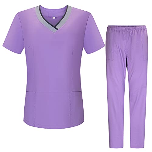 MISEMIYA - Casaca Y PANTALÓN ELÁSTICA Mujer - Uniformes Sanitarios Dentista Uniformes MEDICOS Ref.G7184 - M, Conjuntos Sanitarios G718-38 Lila