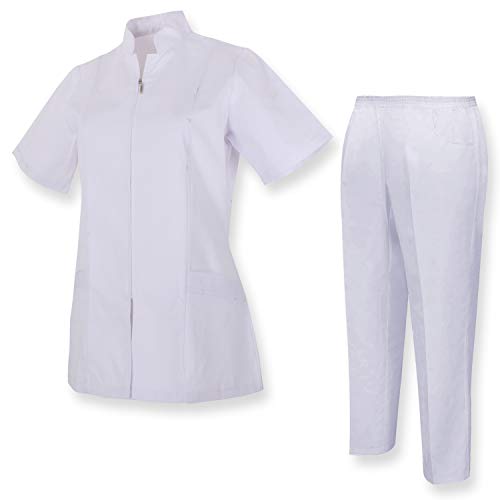 MISEMIYA - Casaca Y PANTALÓN Mujer Uniforme Laboral CLINICA Hospital Limpieza Veterinaria SANIDAD HOSTERERÍA- Ref.8298 - M, Blanco