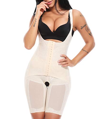 MISS MOLY Body Reductor|Mujer Modeladora Faja Reductora Adelgazantes Bodysuit de Cintura Shapewear con Pierna Largo Negro/Beige/Violeta