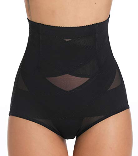 MISS MOLY Bragas Cintura Alta Shapewear Braguitas Body Shaper Levanta Glúteo Vientre Plano Ropa Interior con Elástico Cruzado Malla para Mujer (Negro, L)