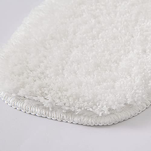 MIULEE 1 Pieza Alfombra de Forma de U Pelusa Rizada Suave Antipolvo Antideslizante Absorbente Alfombra Lavable para Baño 45 x 45cm Blanco