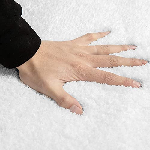 MIULEE 1 Pieza Alfombra de Forma de U Pelusa Rizada Suave Antipolvo Antideslizante Absorbente Alfombra Lavable para Baño 45 x 45cm Blanco