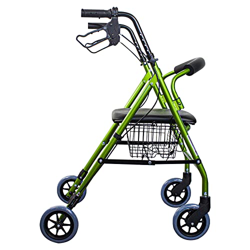 Mobiclinic, Andador para ancianos, Modelo Escorial, Marca española, Nuevo color y diseño para distinguirte, Plegable, Frenos manuales, Aluminio, Con cesta, Ligero, Con asiento, 4 ruedas, Verde