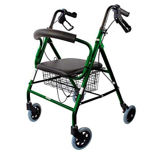 Mobiclinic, Andador para ancianos, Modelo Escorial, Marca española, Nuevo color y diseño para distinguirte, Plegable, Frenos manuales, Aluminio, Con cesta, Ligero, Con asiento, 4 ruedas, Verde