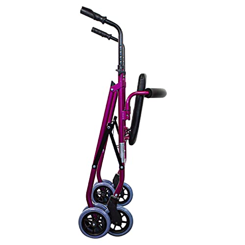 Mobiclinic, Prado, Andador para ancianos, Rollator, Marca Española, ligero, plegable, Nuevo color y diseño para distinguirte, frenos por presión, andador con asiento y 4 ruedas, Aluminio, Rosa