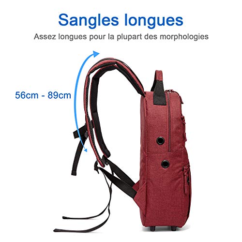 Mochila para botella de oxígeno portátil – Portareservas O2 médico cilíndrico para depósito de tamaño M2, A/M4, ML6, B/M6, M7, C/M9 (no apto para tipo D") – Rojo