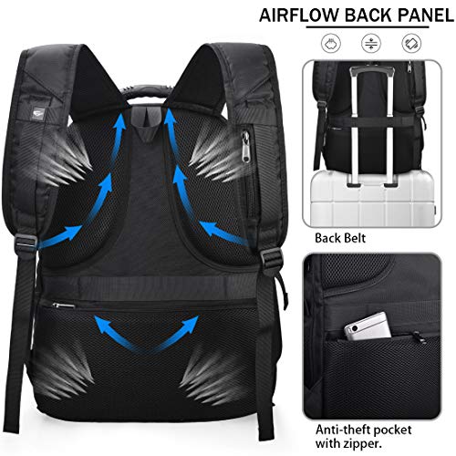 Mochila para Portátil Hombre 17.3 Pulgadas Impermeable Mochilas Puerto USB 17 Pulgadas Trabajo Ordenador Viaje Negocio Multifuncional Mochila Daypacks Negro 45L