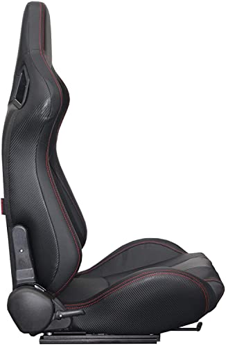 MODAUTO Asiento Deportivo Coche,Semibaquet Ajustable,Adaptable para Coches,Ríeles incluidos,Conductor y Pasajero,para Coche y Simulador de Conducción,Modelo M-N705L,Negro Carbono Logo