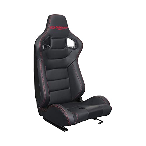 MODAUTO Asiento Deportivo Coche,Semibaquet Ajustable,Adaptable para Coches,Ríeles incluidos,Conductor y Pasajero,para Coche y Simulador de Conducción,Modelo M-N705L,Negro Carbono Logo