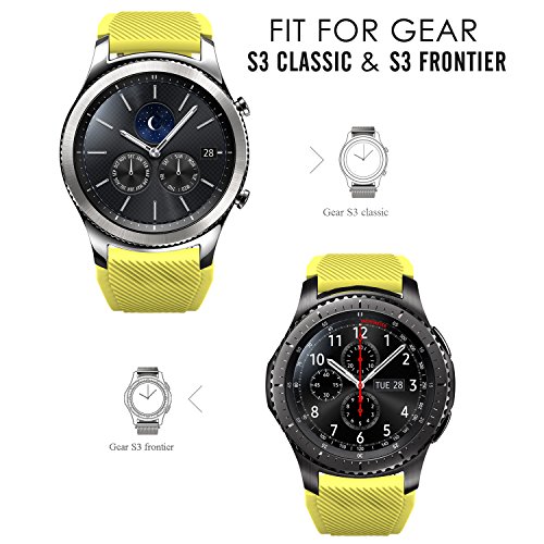 MoKo Correa Compatible con Samsung Galaxy Watch 3 45mm/Galaxy Watch 46mm/Gear S3 Frontier/Classic/Huawei Watch GT2 Pro/GT/GT2 46mm, 22mm Pulsera Deportiva de Silicona de Repuesto - Amarillo